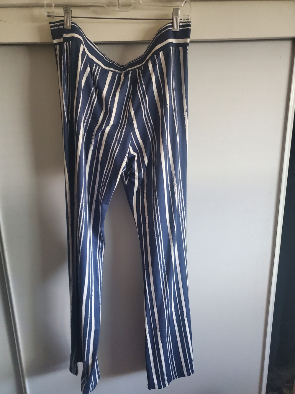 Striped Navy and White Wide-Leg Pants